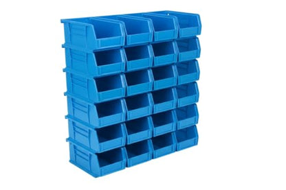 7.5" x 4" x 3" (24 Pack) Plastic Stackable Storage Bin, Hudson Blue - color: Hudson Blue, size: 24 Pack