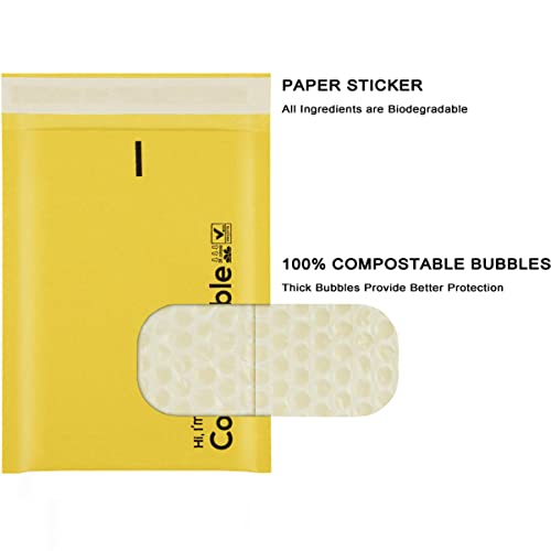 KTOB 6x10 100% Biodegradable Bubble Mailers - color: Yellow, size: 6x10'' 25PCS