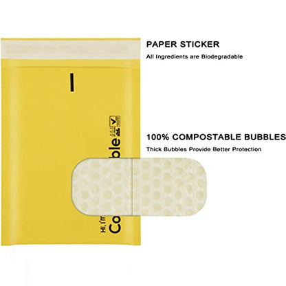 KTOB 6x10 100% Biodegradable Bubble Mailers - color: Yellow, size: 6x10'' 25PCS