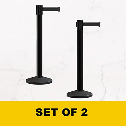Montour Line M650 Retractable Belt Barrier Stanchion, Set of 2, Black Post - color: Yellow with "CAUTION - DO NOT ENTER" Black Letters, size: Black