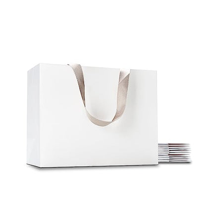 White Gift Bags with Handles, 10Pcs 10.5"x4.25"x8" White Kraft - color: White, size: 10.5x4.25x8 Inch (Pack of 10)
