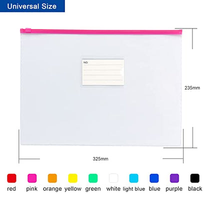 Tamaki 10 Pack Plastic Envelope, Files Zipper Folders, 13 x 9.25 Inch - size: A4