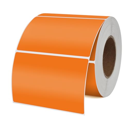 YIKAIDA Orange Stickers 2 × 3 Inch Rectangle Removable Vinyl Labels 500 PCS - color: Orange