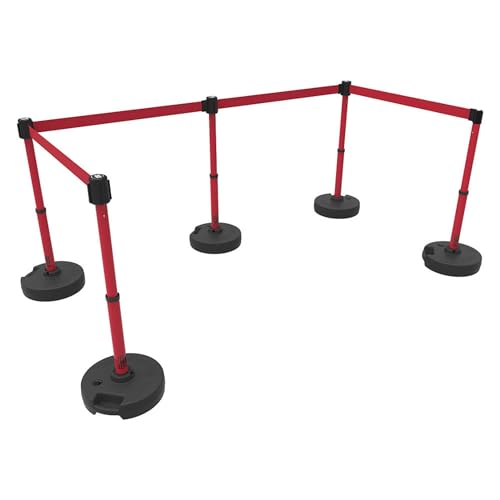 Banner Stakes PL4599 Plus X5 Retractable Belt Barrier Set - color: Red, size: 60'