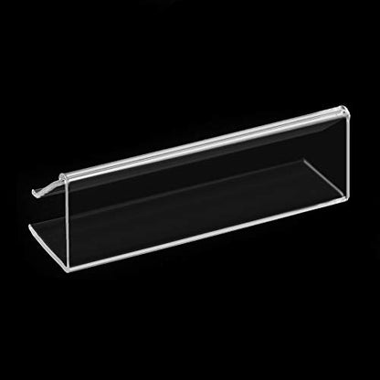 GlossyEnd Pack of 25 Clear Plastic Shelf Label Holder, Wood Shelf Sign and Ticket Holder, Clips On to Shelves 1/2" to 5/8" Thick - 3" x 7/8" Natural Minimalist Style