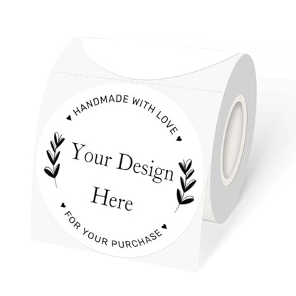3 Inch White Round Thermal Sticker Labels, Waterproof Circle Direct Thermal Labels, Multi-Purpose Self-Adhesive Sticker Label for DIY Logo Design- 200 Sheet/Roll - color: White, size: 3 inch