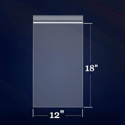 iMailer - 1000 Count - 12" x 18" Large Zip Bags - Clear Reclosable Zip Plastic Poly Bags for Storage, Clothing, T-Shirts, Pants - size: 12" x 18"