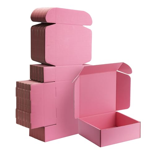 8x8x3 inch Pink Shipping Boxes for Small Business- Set of 25 - color: Pink, size: 8x8x3 Inch