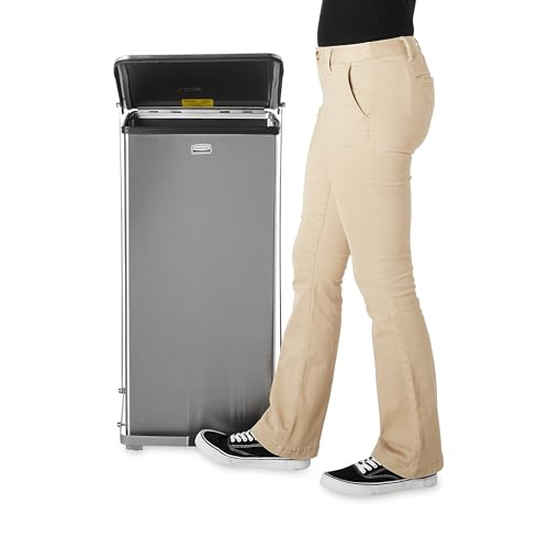 Rubbermaid Commercial Products Defenders Biohazard Steel Trash Can Step-On 13 GAL Stainless Steel Hospital/Doctor's Office/Healthcare Facilities - color: Stainless Steel, size: 13G