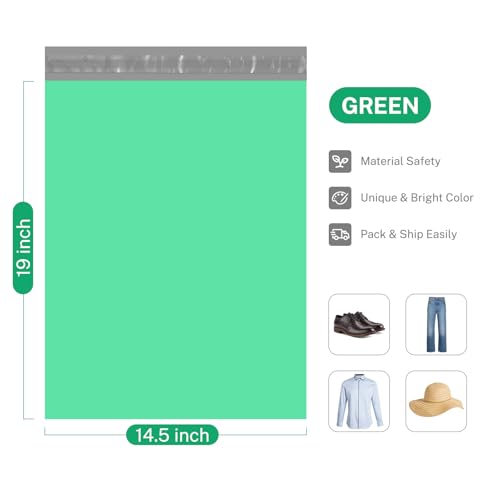 Metronic Poly Mailers 14.5x19 500PC Large Shipping Bags for Small Business - color: Green, size: 14.5x19 500PC