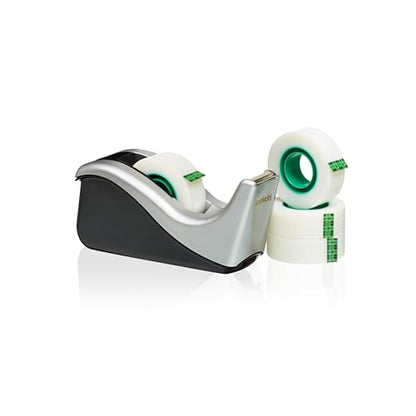 Scotch Desktop Tape Dispenser, Silvertech Two-Tone (C60-ST) (Pack of 12) - size: 1 Count (Pack of 12)