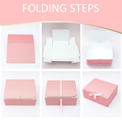 LWYMX 12 PCS Pink Gift Boxes with Lids，9.8x7.8x3.9, Bridesmaid Proposal Box with Ribbon, Gift Boxes for Wedding, Christmas, Valentine's Day,Birthday,Baby Shower and the other Parties - color: Pink, size: 1 Count (Pack of 12)