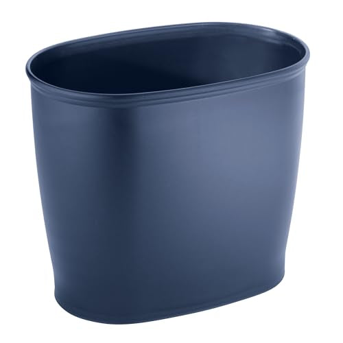 iDesign Slim Plastic Bathroom Trash Can, Navy Blue - color: Navy, style: Pack of 1