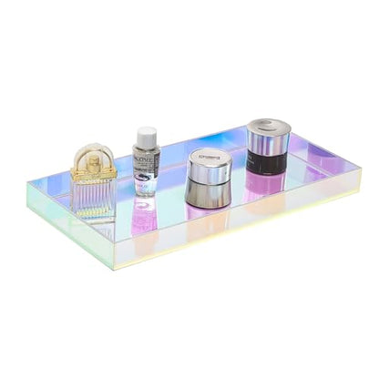 ROYALITA Acrylic Tray for Countertop, Guest Towel Holder Tray for Bathroom - color: Iridescent