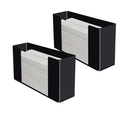 AramediA Black Acrylic Towel (Paper) Dispenser 11.5-Inch Wide x 4.2-Inch Deep x 6.75-Inch High, Black - 2 Pack