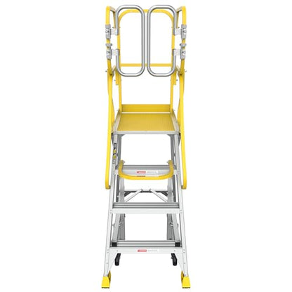 4-Step Aluminum Rolling Platform Ladder 375 LBS Anti-Slip Platform - size: 4 Step