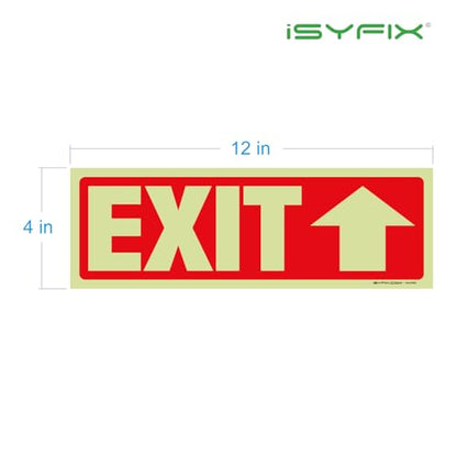 iSYFIX Exit Stickers Signs, Directional Up Arrow, 2 Pack 12x4 Inch - color: Sticker Up Glow, size: 2 Pk 12x4