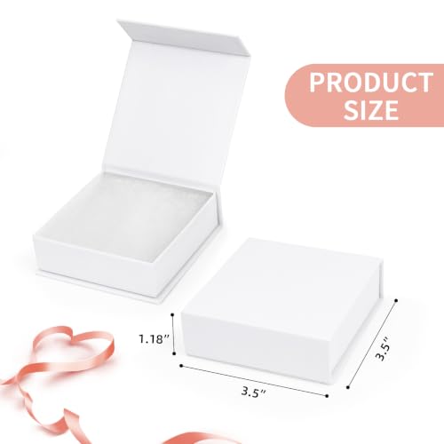 Mirgrime Jewelry Gift Boxes, 5 Pack 3.5x3.5x1 inch Small Jewelry Boxes, Cardboard Box for Necklaces Bracelet Earring Ring (White) - color: Magnetic Box-sxh-5-w
