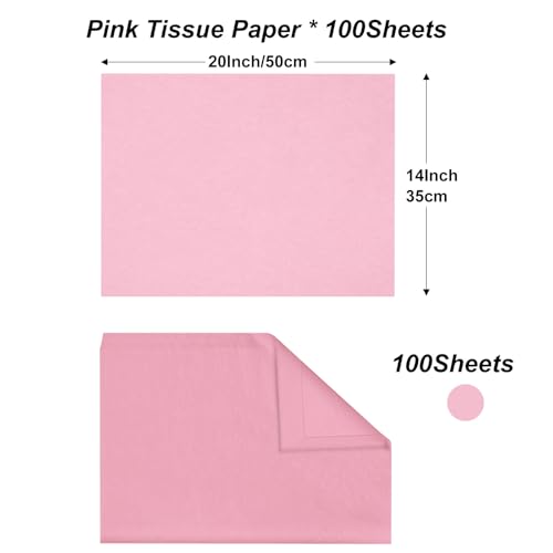 Jkopsnr 100 Sheets Pink Tissue Paper 20x14 Inches - color: Pink, size: 14x20