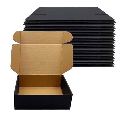 24 Pack 10x7x3 inch Black Shipping Boxes, Cardboard Packaging Mailing Boxes - size: 10x7x3 Inches
