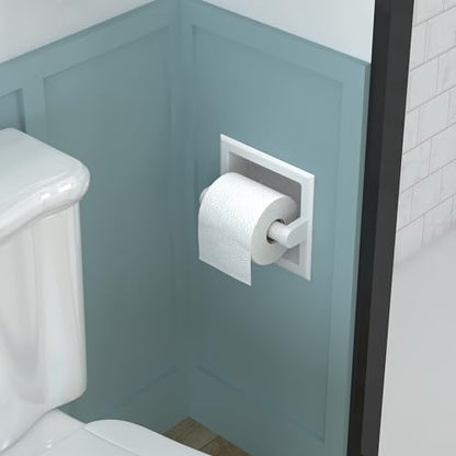 FORIOUS Recessed Toilet Paper Holder for Mega Rolls, White - color: White