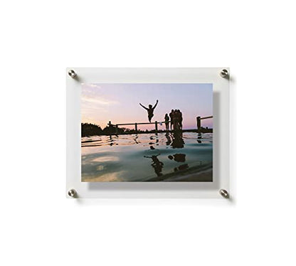 Wall Sign Holders Clear Acrylic 9 x 12 Frame with Silver Standoffs Overall Dimensions: 12" x 15" x 1.5" Peel Protective Film Door Name for Hotels Medical Conference Room Marketing Holders - size: 9 x 12 inches
