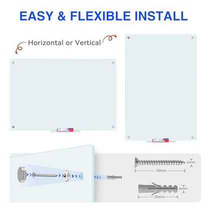 Maxtek Magnetic Glass Whiteboard 48 x 36 in, Frameless Glass Board for Wall (Pack of 2) - size: 48"W x 36"H (Pack of 2)