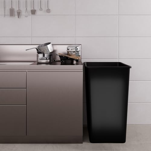 50 Gallon Black Square Commercial Trash Garbage Can | Outdoor Office Restaurant School Kitchen - color: Black, size: 50 Gallon, style: Trash Can