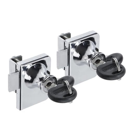Chrome Glass Case Lock, 1.89x1.38 Inch Rectangle, 2 Sets, Keyed Different - color: Chrome, size: 1.89 x 1.38 Inch