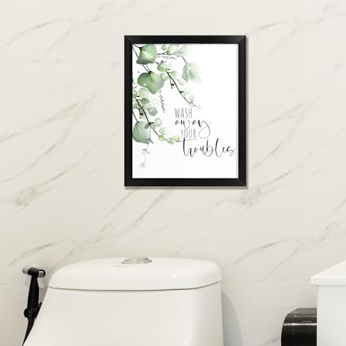 Framed Botanical Wall Art for Bathroom - color: Brown, size: 16"L x 12"W
