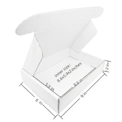 9x6x2 Inches White Corrugated Cardboard Shipping Boxes Set of 2 - size: 9x6x2 inch 2 Pack