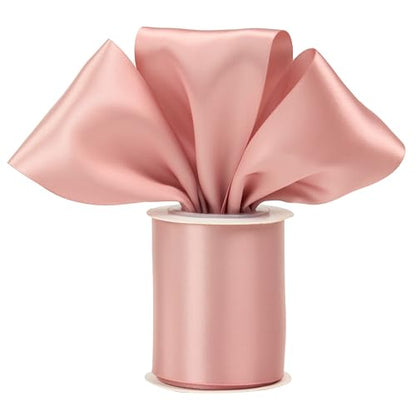 Rose Gold Double-Faced Satin Ribbon, 3 Inch x 10 Yards - color: Blush