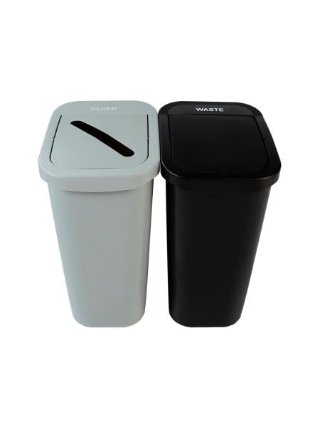 City Box Recycling Plastic Trash Can with Lid for Office - color: Paper Waste, size: 7 Gallon
