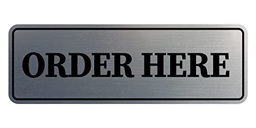 Signs ByLITA Standard Order Here Sign (Brushed Silver) - Large - color: Brushed Silver, size: Large (3" x 9")