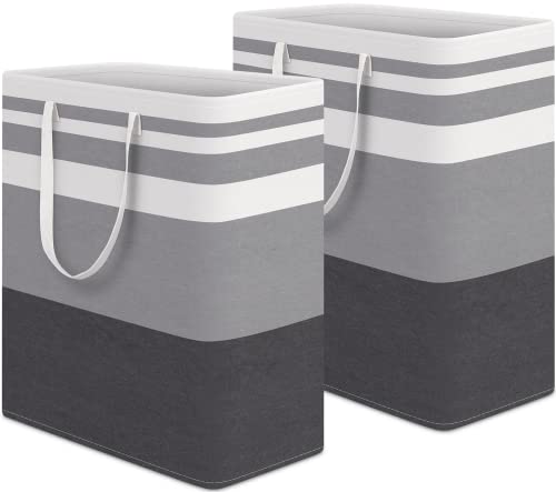 HomeHacks 2 Pack Large Laundry Baskets, Laundry Hampers Bags (Grey 100Lx2) - color: Grey, size: 100L