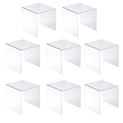 Jusalpha® 8 PC 5'' Clear Acrylic Risers, Retail Display Risers Shelf - size: 5x5x5 Inches