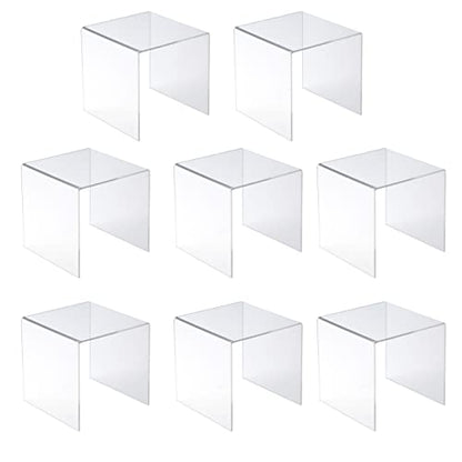 Jusalpha® 8 PC 5'' Clear Acrylic Risers, Retail Display Risers Shelf - size: 5x5x5 Inches