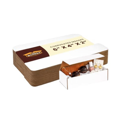 The Boxery Corrugated Mailers White Tuck Shipping Boxes (6x4x2) - size: 6x4x2
