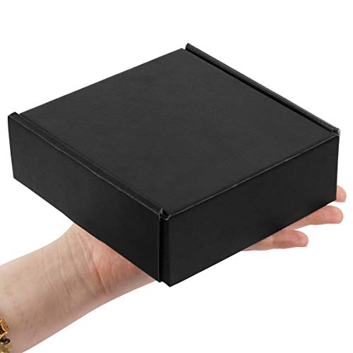 CABAX Recyclable Corrugated Box Mailers, Empty Cardboard Box Perfect for Shipping Small Packaging for Mystery Box Use - 6" x 6" x 2" - Kraft, Black - 2 Pack