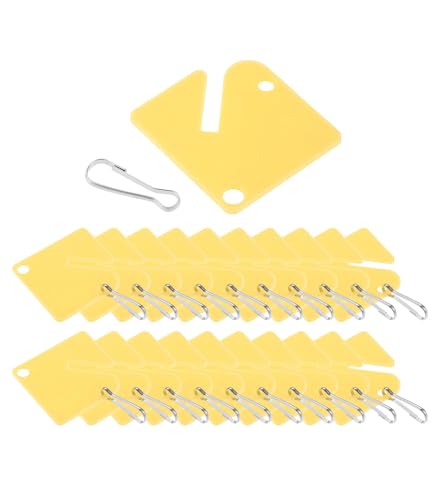 100Pcs Square Yellow Plastic Slotted Key Tags with Metal Snap Hooks - color: Yellow