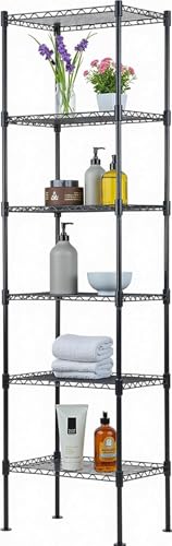 Meet perfect 6-Tier Wire Shelving Unit, 600 lb, 16.7 x 11.8 x 63.6 in - color: Black, size: 6-Tier, 63.6"H × 11.8"W × 16.7"D