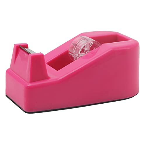 Desktop Tape Dispenser Heavy Duty Desk Accessories Floral Office Tape Dispensers, Weighted Non-Skid Base, Rose Red - color: Red