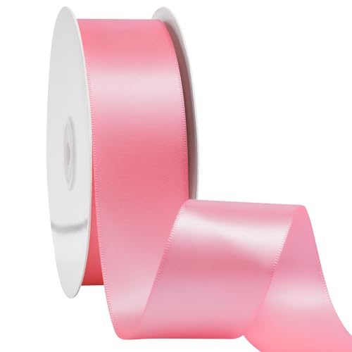LIUYAXI Pink Satin Ribbon, 2 Inch, 50 Yards - color: Pink, size: 2" X 50 Yards