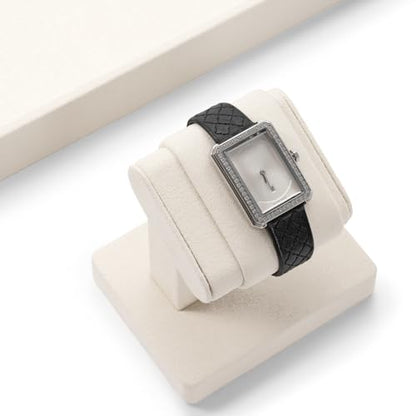 Beige Microfiber Single Watch Stand Wristwatch Display Holder - color: Beige