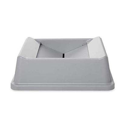 Rubbermaid Commercial Products Untouchable Container Trash Can/Wastebasket Lid, Gray, Square Swing Top, Compatible with 35/50 Gallon Untouchable Square Containers