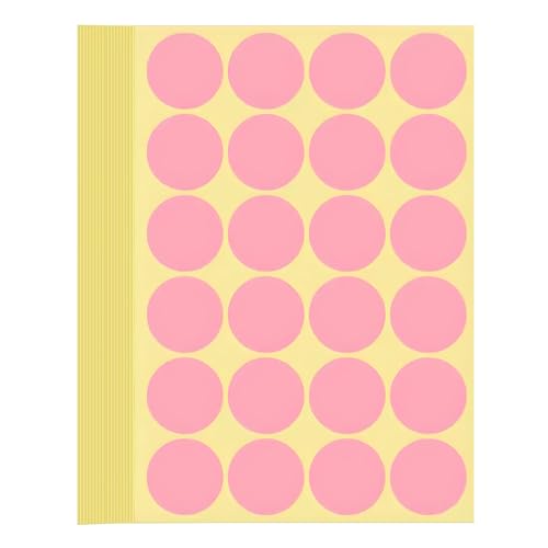 720 PCS Pink Dot Stickers 1-1/4 Inch Round Color Coding Labels 1.25" Circle Sticky Dots 32 mm Blank Circular Price Label Sticker Sheets for Spice Seal Inventory Office Classroom Must Haves - color: Pink