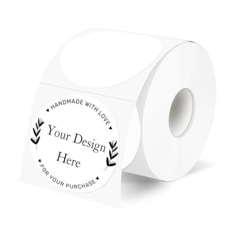 2 Inch White Round Thermal Labels Sticker, Waterproof Circle Direct Thermal Labels, Removable Multi-Purpose Self-Adhesive Sticker Label for DIY Logo Design- 300 Sheet/Roll - color: White, size: 2 inch