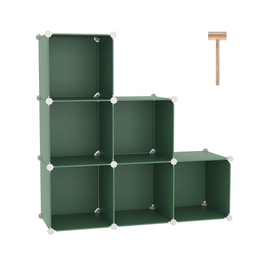 C&AHOME 6-Cube Storage Organizer Cube Shelf Closet Storage Bookcase, Green - color: Green