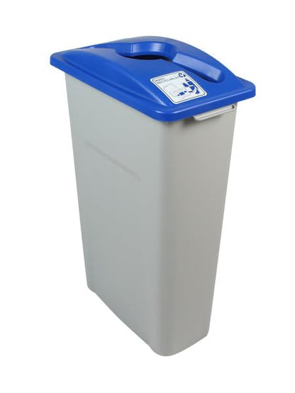 Waste Wise 23 Gallon Slim Slender Recycled Plastic Trash Can and Recycling Bin with Handles and Lid for Commercial Spaces - (Blue/Grey, Mixed Recycling) - color: Blue Grey Mixed