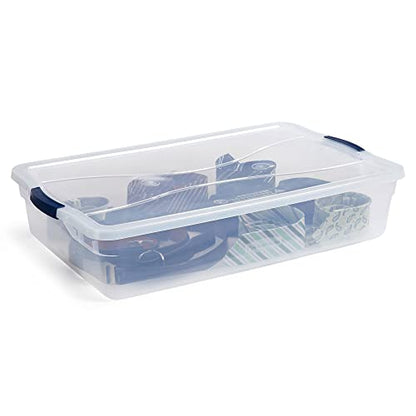 Rubbermaid Cleverstore 42 Quart Stackable Plastic Storage Container Organizer Bin with Latching Lids for Garage, Closet, and Classroom, Clear, 4 Pack - size: 42 Qt - 4 Pack